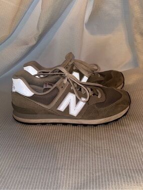 New Balance Grey Suede & Mesh Sneakers with White N Logo